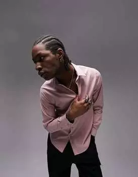 Рубашка приталенного кроя пыльно-розового цвета Topman Premium