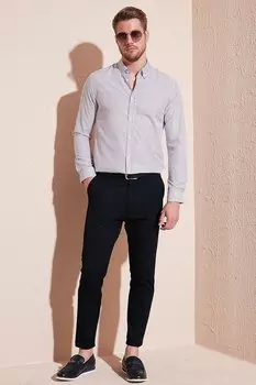 Рубашка приталенного кроя с длинными рукавами и воротником на пуговицах с рисунком CF23S7496 Buratti, темно-синий-красный