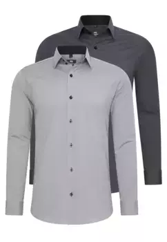 Рубашка приталенного кроя с длинными рукавами Rusty Neal, серый