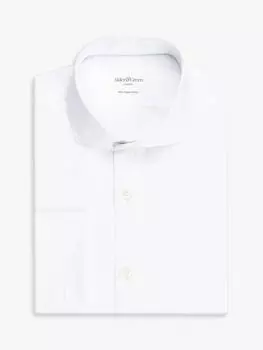 Рубашка приталенного кроя с двойными манжетами из органического твила Alder & Green, яркий белый