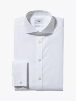 Рубашка приталенного кроя с двойными манжетами Moss 1851, белая