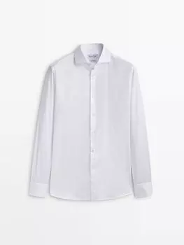 Рубашка приталенного кроя с сотовой текстурой Easy Iron Massimo Dutti, белый