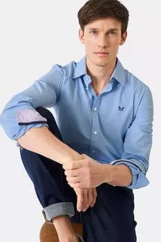 Рубашка приталенного кроя в мелкую клетку Crew Clothing Crew Clothing Company, синий