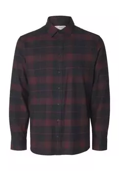 Рубашка приталенного кроя, воротник Кент, длинный рукав, мужская SELECTED, цвет Port