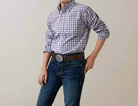 Рубашка Pro Series Meir Classic Fit для мальчиков в белом/фиолетовом цвете ARIAT