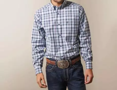 Рубашка Pro Series Norbert Classic Fit белого/темно-синего цвета ARIAT