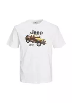 Рубашка простая с короткими рукавами футболка jorjeep с рисунком из нержавеющей стали с круглым вырезом и принтом стандартный крой Jack & Jones, белый