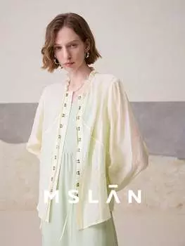 Рубашка прозрачная Mslan с рюшами, песочный