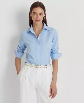 Рубашка прямого кроя без глажки, стандартная и миниатюрная Lauren Ralph Lauren, синий