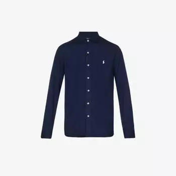 Рубашка прямого кроя из хлопкового джерси с вышитым логотипом Polo Ralph Lauren, цвет cruise navy