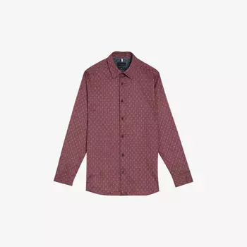 Рубашка прямого кроя Pavia из эластичного хлопка с принтом звезд Ted Baker, бордовый