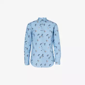 Рубашка прямого кроя с цветочным принтом из органического хлопка Paul Smith, синий