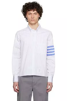 Рубашка прямого кроя с длинным рукавом и ступенчатым подолом BD Thom Browne, синий