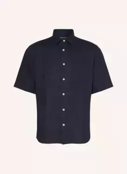 Рубашка прямого кроя с короткими рукавами из льна Marc O'Polo, синий