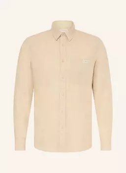 Рубашка прямого кроя с льном Calvin Klein Jeans, бежевый