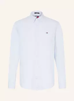 Рубашка прямого кроя с льном Tommy Jeans, голубой