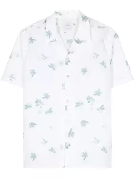 Рубашка PS Paul Smith из органического хлопка с цветочным принтом, белый