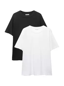 Рубашка Pull&Bear, черный/белый