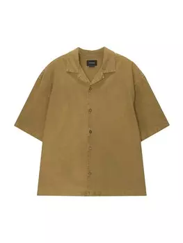 Рубашка Pull&Bear Comfort fit Button Up, оливковый