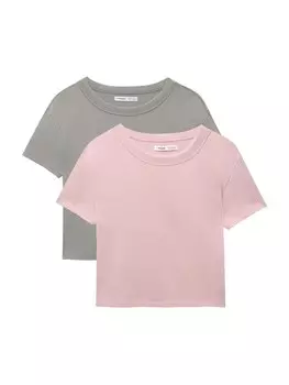 Рубашка Pull&Bear, цвет Grey/Dusky pink