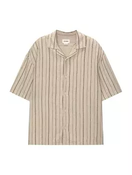 Рубашка Pull&Bear Regular fit Button Up, светло-коричневый