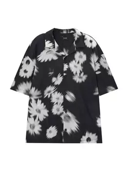 Рубашка Pull&Bear Regular fit Button Up, черный