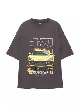 Рубашка Pull&Bear, темно-серый