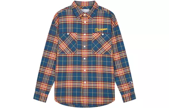 Рубашка японская версия унисекс Champion, Dark Blue Plaid