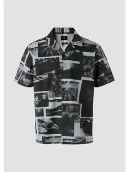 Рубашка QS, цвет blau/schwarz