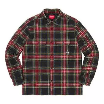 Рубашка quilted plaid flannel shirt 'green red' Supreme, зеленый
