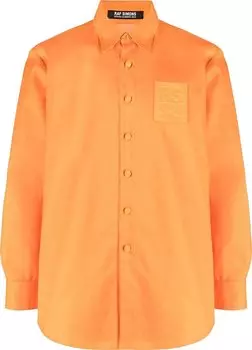Рубашка Raf Simons Straight Fit Denim Shirt With Leather Patch 'Orange', оранжевый
