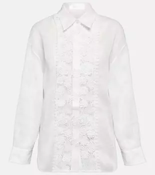 Рубашка Raie с кружевной отделкой ZIMMERMANN, белый