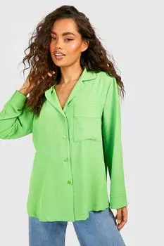 Рубашка расслабленного кроя с карманами Boohoo, лаймовый