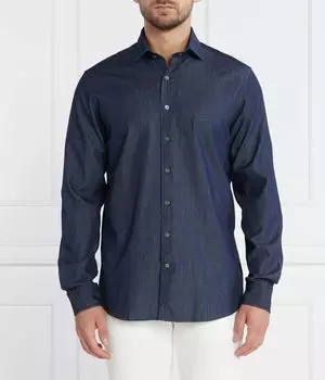 Рубашка разрезана, стираный деним Regular fit Oscar Jacobson, синий