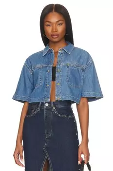 Рубашка RE/DONE Oversized Crop, цвет Stoned Ciel