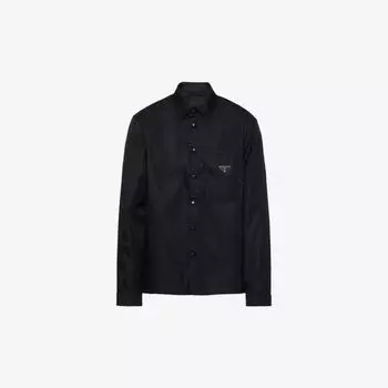 Рубашка Re-Nylon из переработанного полиамида с фирменной бляшкой Prada, черный