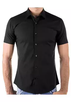 Рубашка RedBridge с короткими рукавами "Durham", приталенного кроя, черный