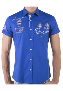 Рубашка RedBridge с короткими рукавами "Irvine", приталенного кроя, с вышивкой, синий