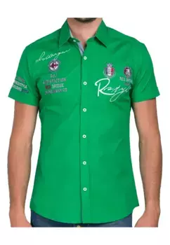 Рубашка RedBridge с короткими рукавами "Irvine", приталенного кроя, с вышивкой, зеленый