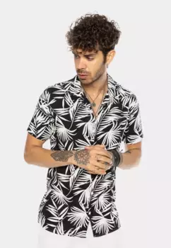 Рубашка RedBridge с короткими рукавами "Ливерпуль" и модным принтом по всей поверхности, черно-белый