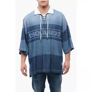 Рубашка-регби из денима свободного кроя Dsquared2, Bicolor