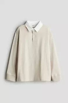 Рубашка регби из хлопкового трикотажа H&M, бежевый