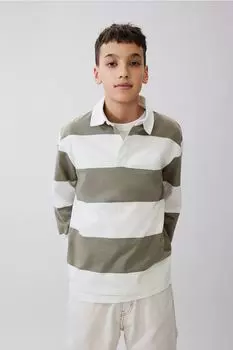Рубашка регби из хлопкового трикотажа H&M, хаки