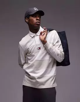 Рубашка регби Tommy Jeans с эмблемой в полоску белого цвета