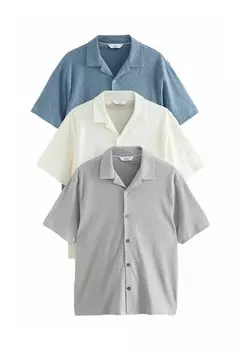 Рубашка REGULAR FIT - CUBAN COLLAR TEXTURED SHORT SLEEVE 3 PACK Next, белый