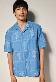 Рубашка REGULAR FIT - FLORAL EMBROIDERED SHORT SLEEVE Next, синий