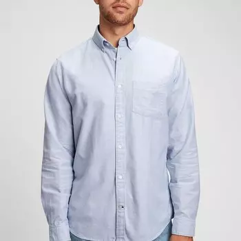 Рубашка regular-fit из хлопка оксфорд Gap, голубой