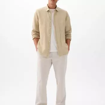 Рубашка regular-fit из льна Gap, бежевый