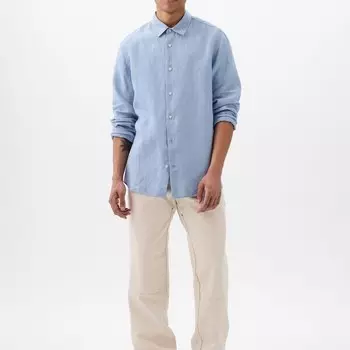 Рубашка regular-fit из льна Gap, голубой