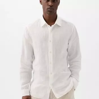 Рубашка regular-fit из льна Gap, белый